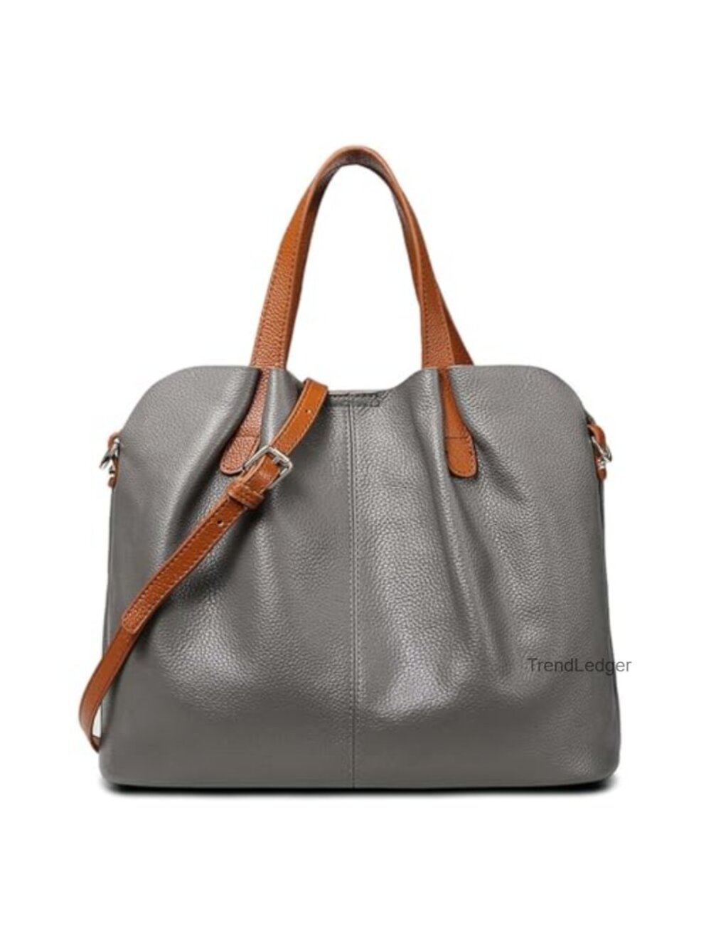 Genuine Leather Satchel Tote Bag for Women with Detachable Pouch